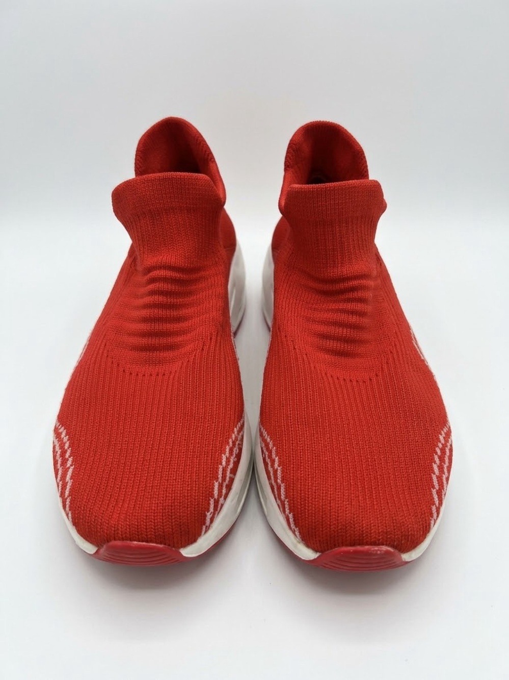 Kids Red Slip-On Knit Sneakers